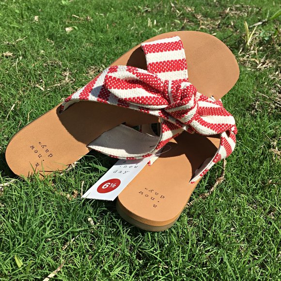 A New Day™ Shoes - Livia Knotted Bow Slide Sandals - A New Day™ RED